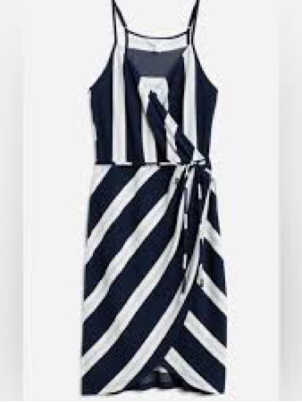 41 Hawthorn Navy Blue Striped Faux Wrap Dress L (No Belt)